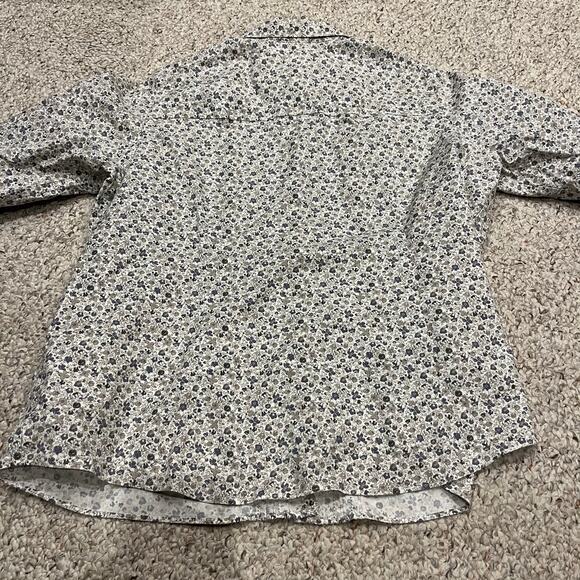 LL Bean Wrinkle Free Button Down Shirt Sz 2X Floral Blue Gray Casual Preppy - Picture 4 of 6